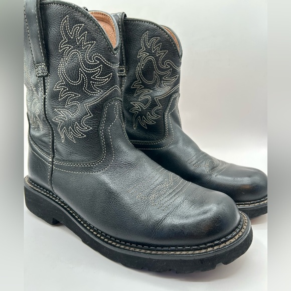 Ariat Fat baby Black Leather Chunky Cowboy Boot Women size 9.5 Cowgirl western - Picture 4 of 13